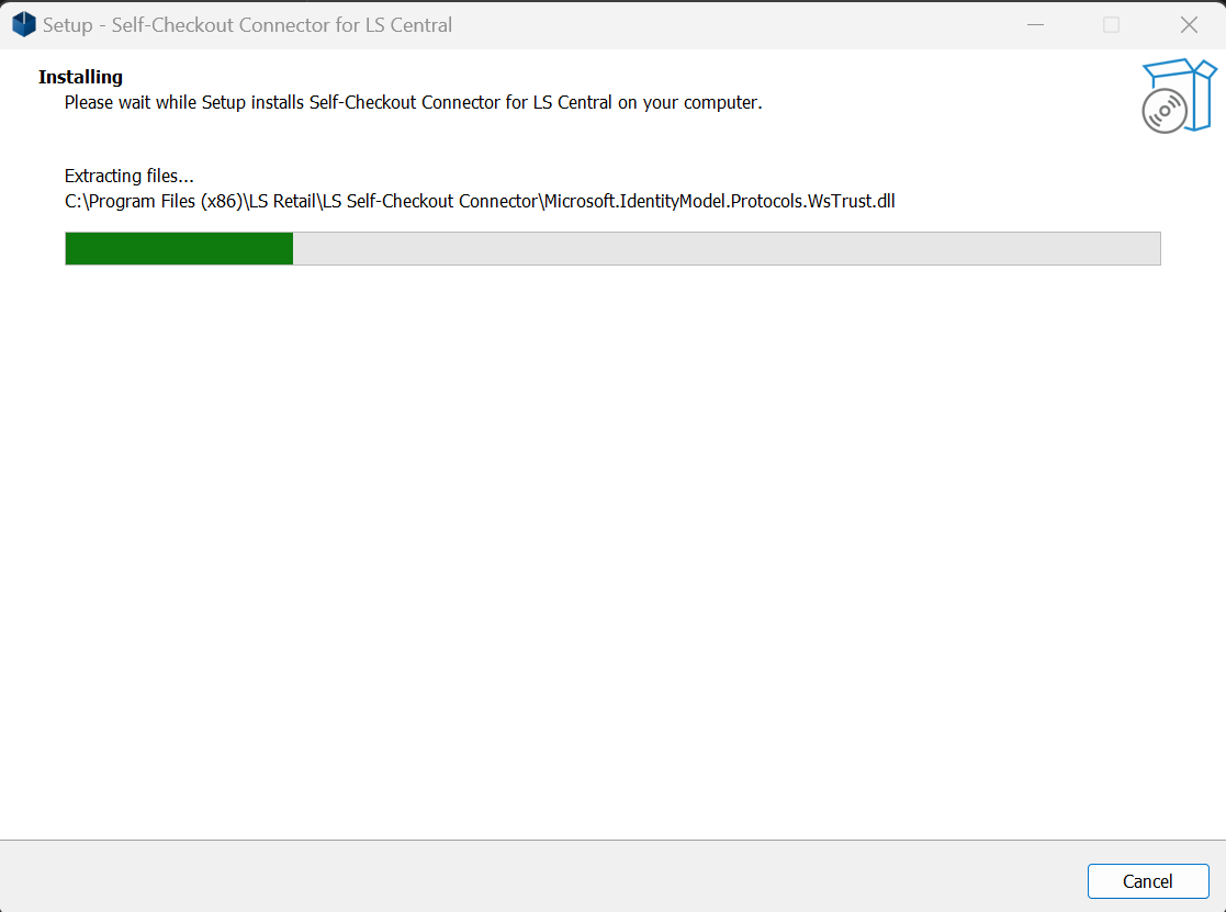 Installation progress screen